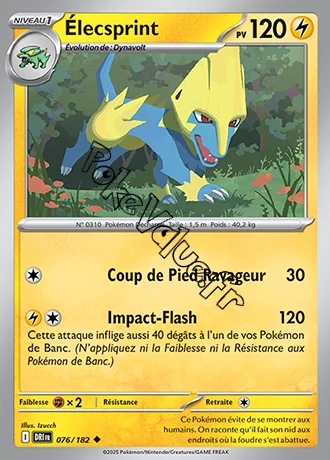 Carte Pokémon Élecsprint  n°076 de la série Rivalités Destinées