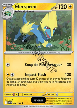 Carte Pokémon Élecsprint  Reverse n°076 de la série Rivalités Destinées