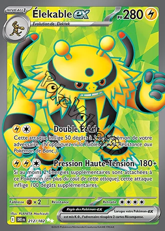 Carte Pokémon Élekable ex  n°212 de la série Rivalités Destinées