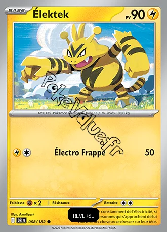 Carte Pokémon Élektek  Reverse n°068 de la série Rivalités Destinées