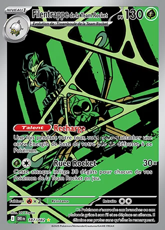 Carte Pokémon Filentrappe de la Team Rocket  n°187 de la série Rivalités Destinées