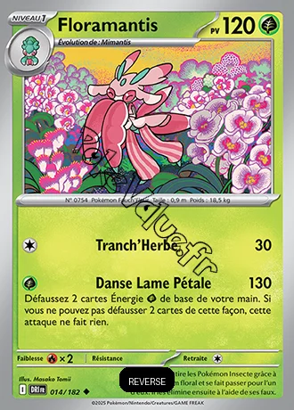 Carte Pokémon Floramantis  Reverse n°014 de la série Rivalités Destinées