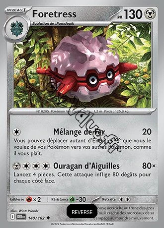 Carte Pokémon Foretress  Reverse n°140 de la série Rivalités Destinées