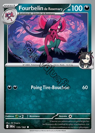 Carte Pokémon Fourbelin de Rosemary  n°135 de la série Rivalités Destinées