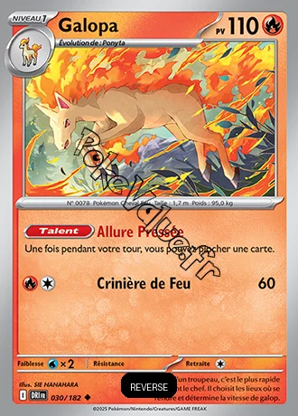 Carte Pokémon Galopa  Reverse n°030 de la série Rivalités Destinées