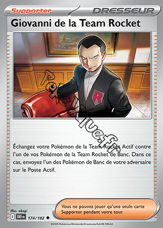 Carte Pokémon Giovanni de la Team Rocket n°174 de la série Rivalités Destinées