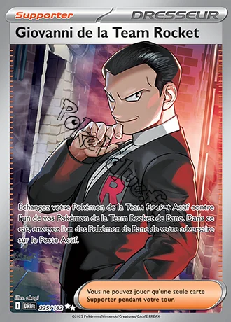 Carte Pokémon Giovanni de la Team Rocket n°225 de la série Rivalités Destinées