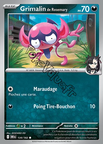 Carte Pokémon Grimalin de Rosemary  n°134 de la série Rivalités Destinées