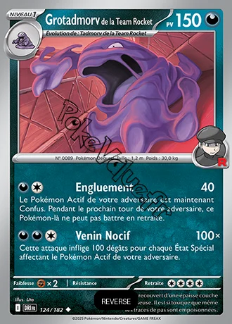 Carte Pokémon Grotadmorv de la Team Rocket  Reverse n°124 de la série Rivalités Destinées