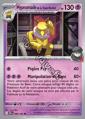 Carte Pokémon Hypnomade de la Team Rocket  n°080 de la série Rivalités Destinées
