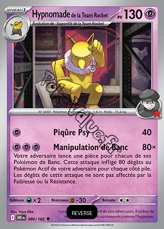 Carte Pokémon Hypnomade de la Team Rocket  Reverse n°080 de la série Rivalités Destinées