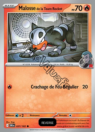 Carte Pokémon Malosse de la Team Rocket  Reverse n°037 de la série Rivalités Destinées