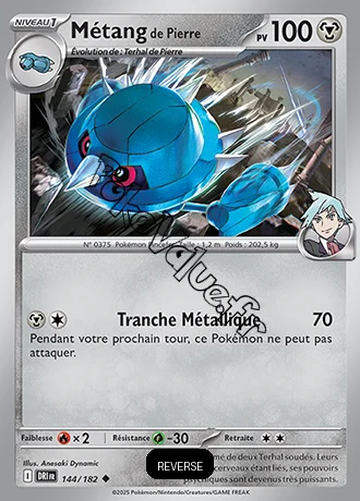 Carte Pokémon Métang de Pierre  Reverse n°144 de la série Rivalités Destinées