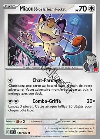 Carte Pokémon Miaouss de la Team Rocket  n°149 de la série Rivalités Destinées