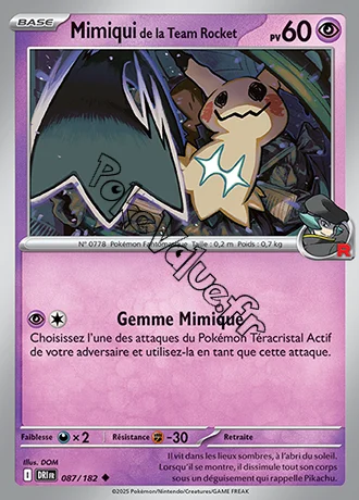 Carte Pokémon Mimiqui de la Team Rocket  n°087 de la série Rivalités Destinées