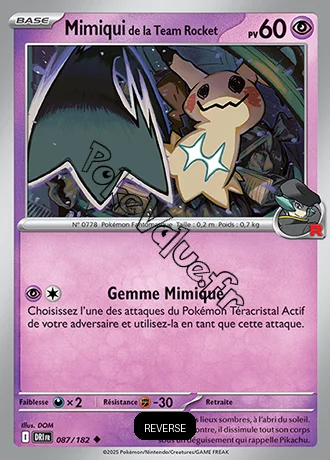 Carte Pokémon Mimiqui de la Team Rocket  Reverse n°087 de la série Rivalités Destinées
