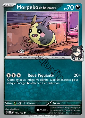 Carte Pokémon Morpeko de Rosemary  Reverse n°137 de la série Rivalités Destinées