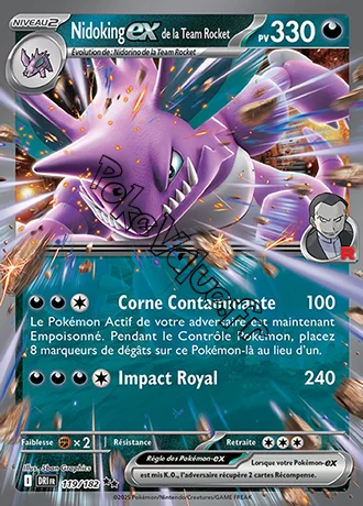 Carte Pokémon Nidoking ex de la Team Rocket  n°119 de la série Rivalités Destinées