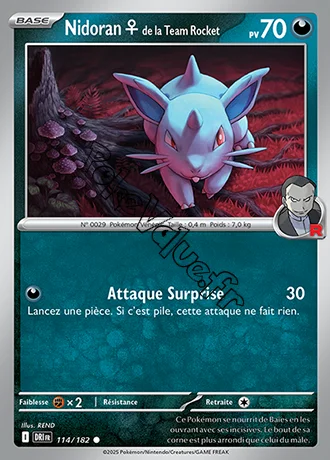 Carte Pokémon Nidoran [F] de la Team Rocket  n°114 de la série Rivalités Destinées