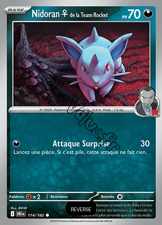 Carte Pokémon Nidoran [F] de la Team Rocket  Reverse n°114 de la série Rivalités Destinées