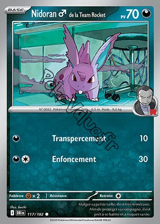 Carte Pokémon Nidoran [M] de la Team Rocket  n°117 de la série Rivalités Destinées