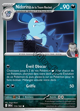 Carte Pokémon Nidorina de la Team Rocket  n°115 de la série Rivalités Destinées