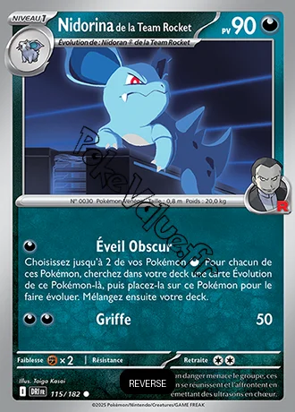 Carte Pokémon Nidorina de la Team Rocket  Reverse n°115 de la série Rivalités Destinées