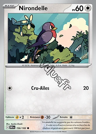 Carte Pokémon Nirondelle  n°156 de la série Rivalités Destinées