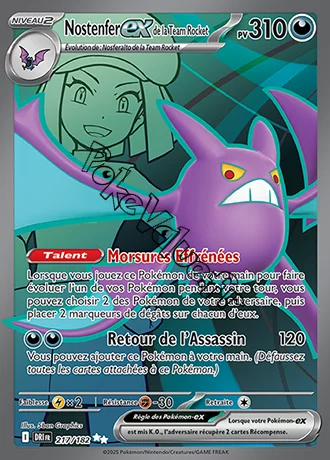 Carte Pokémon Nostenfer ex de la Team Rocket  n°217 de la série Rivalités Destinées