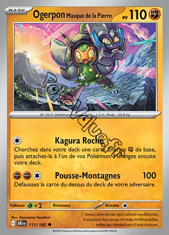 Carte Pokémon Ogerpon Masque de la Pierre  n°111 de la série Rivalités Destinées