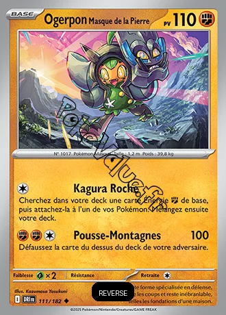 Carte Pokémon Ogerpon Masque de la Pierre  Reverse n°111 de la série Rivalités Destinées