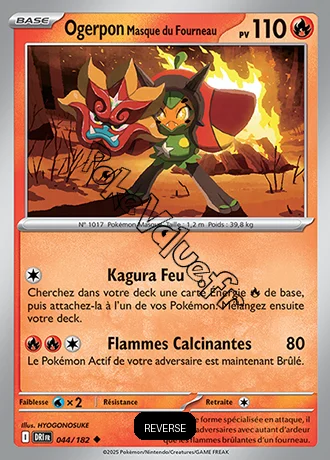 Carte Pokémon Ogerpon Masque du Fourneau  Reverse n°044 de la série Rivalités Destinées