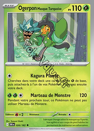 Carte Pokémon Ogerpon Masque Turquoise  n°026 de la série Rivalités Destinées