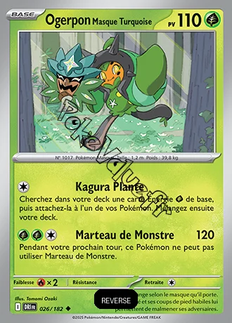 Carte Pokémon Ogerpon Masque Turquoise  Reverse n°026 de la série Rivalités Destinées
