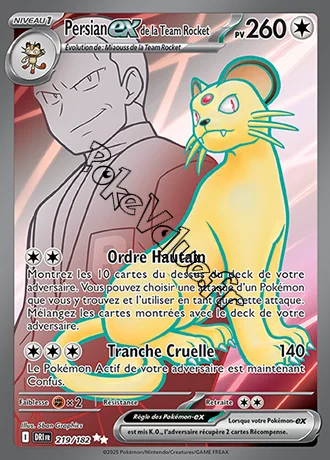 Carte Pokémon Persian ex de la Team Rocket  n°219 de la série Rivalités Destinées