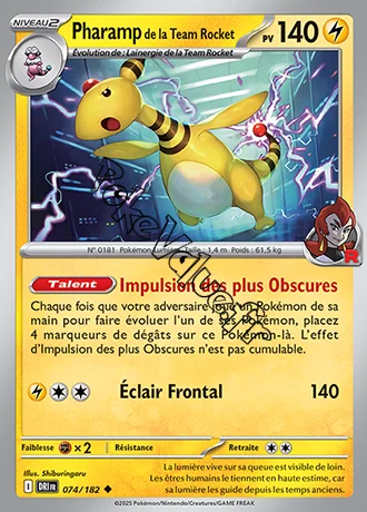 Carte Pokémon Pharamp de la Team Rocket  n°074 de la série Rivalités Destinées