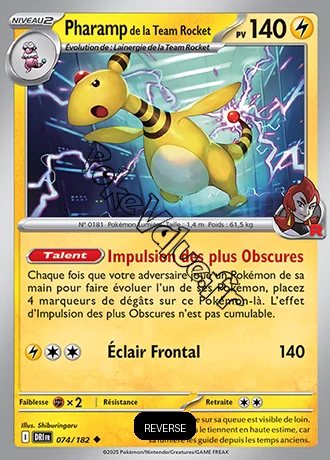 Carte Pokémon Pharamp de la Team Rocket  Reverse n°074 de la série Rivalités Destinées
