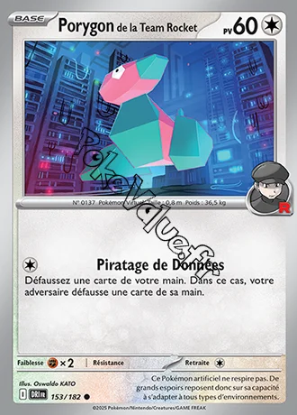 Carte Pokémon Porygon de la Team Rocket  n°153 de la série Rivalités Destinées