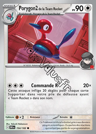 Carte Pokémon Porygon2 de la Team Rocket  n°154 de la série Rivalités Destinées
