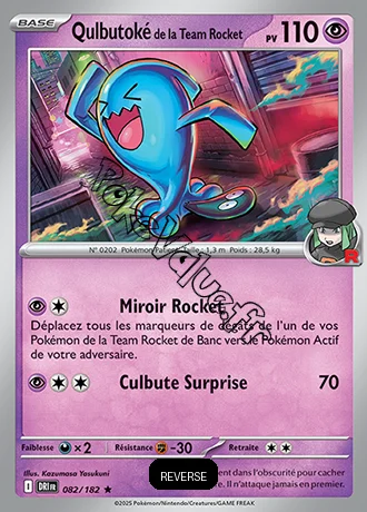 Carte Pokémon Qulbutoké de la Team Rocket  Reverse n°082 de la série Rivalités Destinées