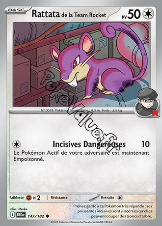 Carte Pokémon Rattata de la Team Rocket  n°147 de la série Rivalités Destinées