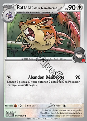Carte Pokémon Rattatac de la Team Rocket  n°148 de la série Rivalités Destinées