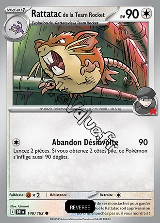 Carte Pokémon Rattatac de la Team Rocket  Reverse n°148 de la série Rivalités Destinées