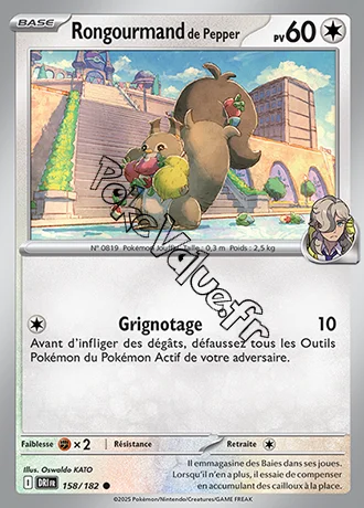 Carte Pokémon Rongourmand de Pepper  n°158 de la série Rivalités Destinées
