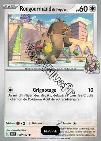 Carte Pokémon Rongourmand de Pepper  Reverse n°158 de la série Rivalités Destinées