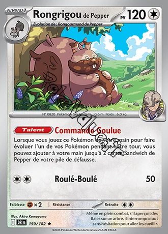 Carte Pokémon Rongrigou de Pepper  n°159 de la série Rivalités Destinées