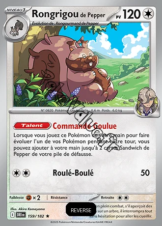 Carte Pokémon Rongrigou de Pepper  Reverse n°159 de la série Rivalités Destinées