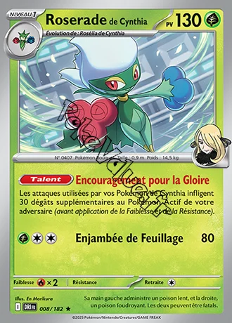 Carte Pokémon Roserade de Cynthia  n°008 de la série Rivalités Destinées