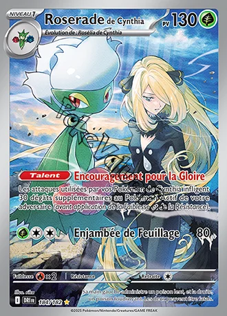Carte Pokémon Roserade de Cynthia  n°184 de la série Rivalités Destinées