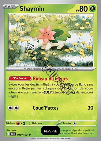 Carte Pokémon Shaymin  Reverse n°010 de la série Rivalités Destinées